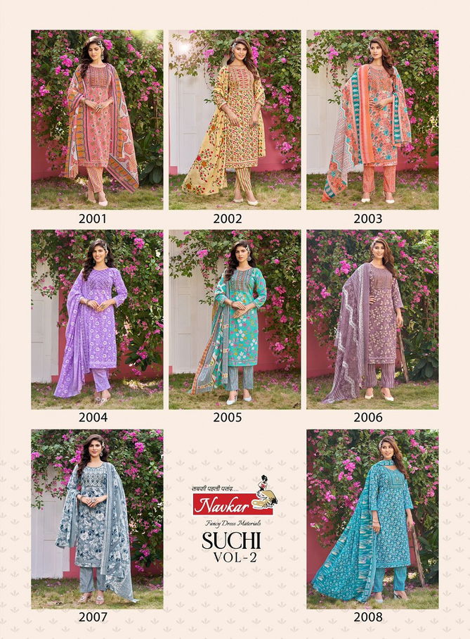 Suchi Vol 2 By Navkar Embroidery Cambric Cotton Printed Kurti With Bottom Dupatta Wholesale Online